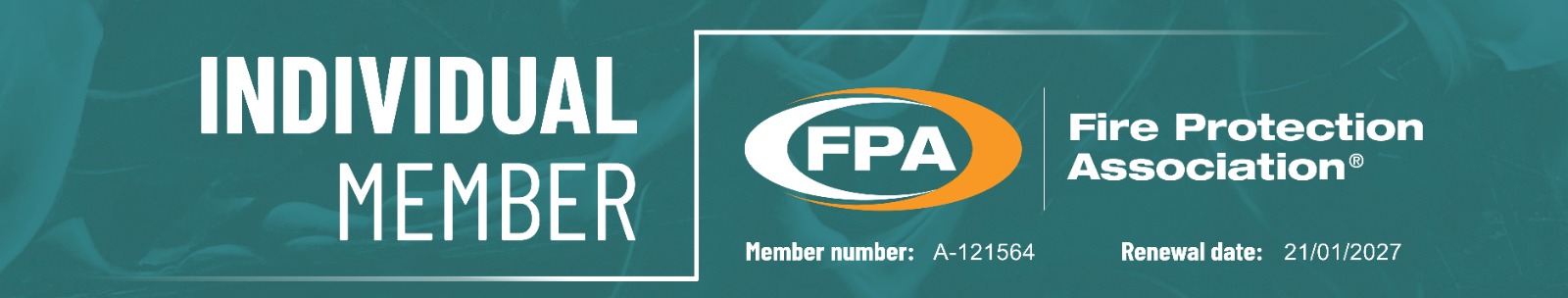 Fire Protection Association individual member artwork, member number A-121564